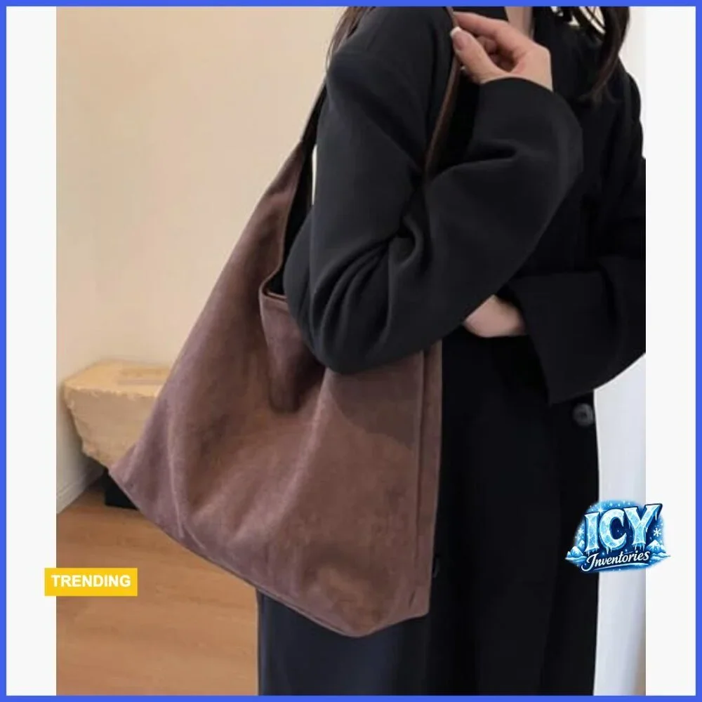 Faux Suede Leather Hobo Shoulder Bag Large Tote Purse